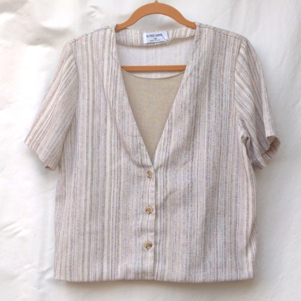 VTG Alfred Dunner Cream Woven Layered Top 12